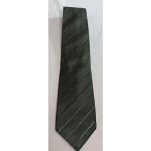 Tom James Filo A’Mano Green Stripe Tie Hand Tailored 100% Silk